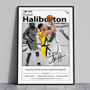 Tyrese Haliburton Metal Frame Poster, NBA Gift, Motivational Gift, Framed Print, Sports Wall Art, Wall Poster, Gift For Him - NL1125