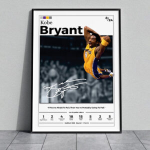 Kobe Bryant, LA Lakers, Metal Frame Poster, NBA Gift, Motivational Gift, Sports Wall Art, Wall Poster, Gift For Him - NL1325