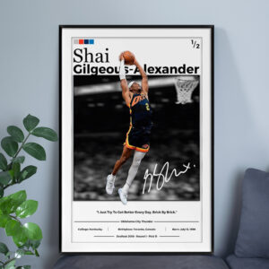 Shai Gilgeous-Alexander, 2025 MVP, 2025 Champion, Metal Frame Poster, NBA Gift, Motivational Gift, Sports Wall Art, Wall Poster, Gift For Him - NL1625